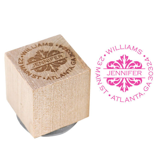 Toile Address Wood Block Rubber Stamp